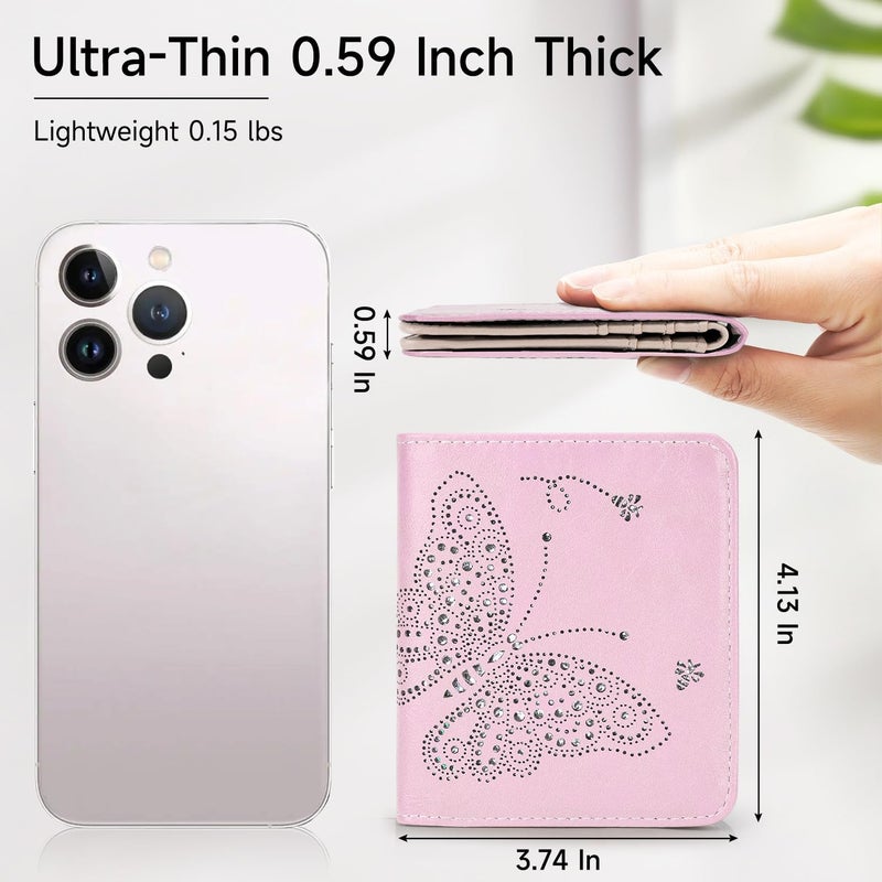 KITEVIUN Small RFID Wallet Women Ultra Thin Slim Womens Wallet Mini Compact Bifold Pocket Ladies Wallets for Women LIGHT PINK - Image 2